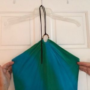 Knee length blue/green chiffon dress